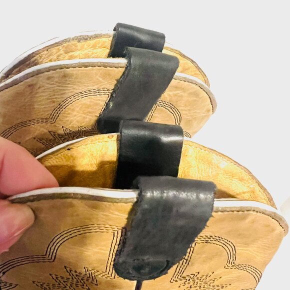 Red Hawk Boot Co.  Cowboy Boots Square Toe Leather-Unisex-Tan/Teal-Mexico-10? - Picture 12 of 16